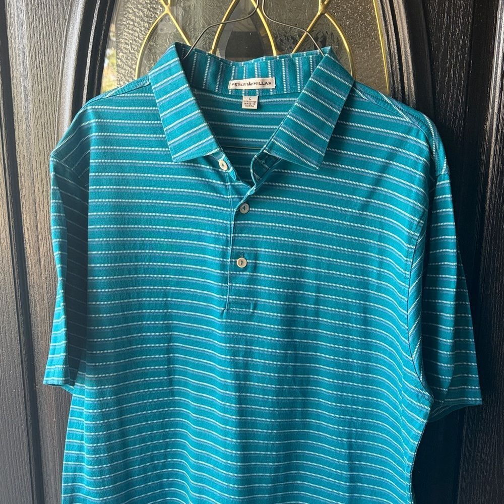 Peter Millar Blue Striped Polo Shirt